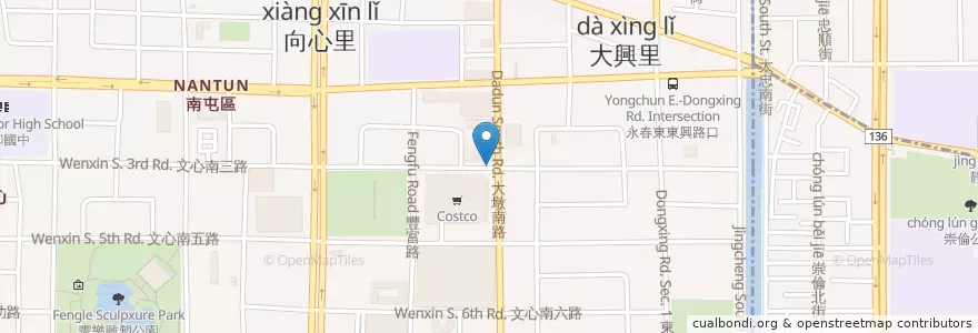 Mapa de ubicacion de 滿溢手工麵線 en تايوان, تاي شانغ, 南屯區.