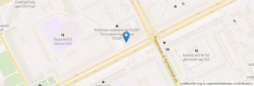 Mapa de ubicacion de KFC en Russie, District Fédéral Du Nord-Ouest, Oblast De Léningrad, Saint-Pétersbourg, Фрунзенский Район, Балканский Округ.