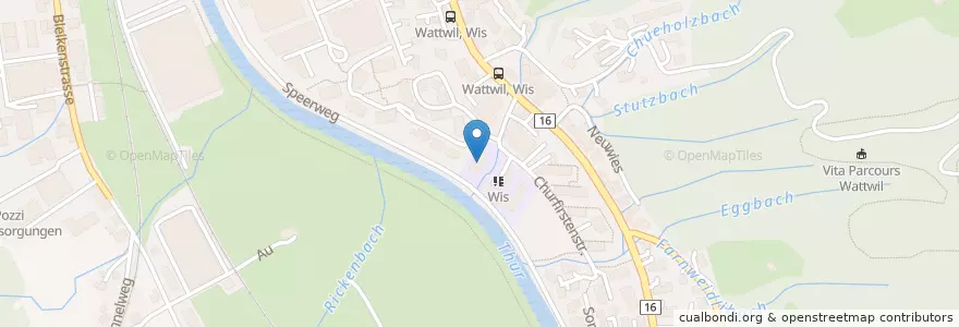 Mapa de ubicacion de Kindergarten Wis en 瑞士, Sankt Gallen, Wahlkreis Toggenburg, Wattwil.