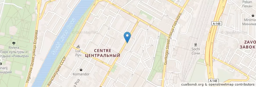 Mapa de ubicacion de Coffee Like en Russland, Föderationskreis Südrussland, Region Krasnodar, Stadtkreis Sotschi.