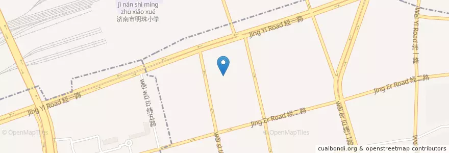 Mapa de ubicacion de 胶东水饺馆 en 中国, 山东省, 济南市, 天桥区, 市中区, 大观园街道.