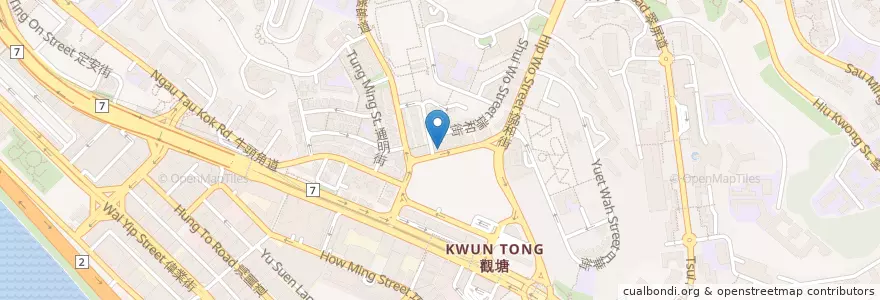 Mapa de ubicacion de 寶亨找換店 en Китай, Гуандун, Гонконг, Цзюлун, Новые Территории, 觀塘區 Kwun Tong District.