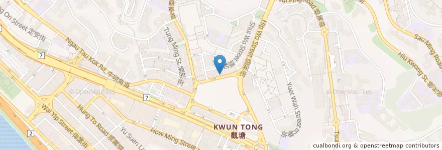 Mapa de ubicacion de 海皇粥店 en China, Cantão, Hong Kong, Kowloon, Novos Territórios, 觀塘區 Kwun Tong District.