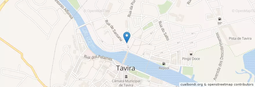 Mapa de ubicacion de Tāvila Café en 葡萄牙, Algarve, Algarve, Faro, Tavira, Tavira.
