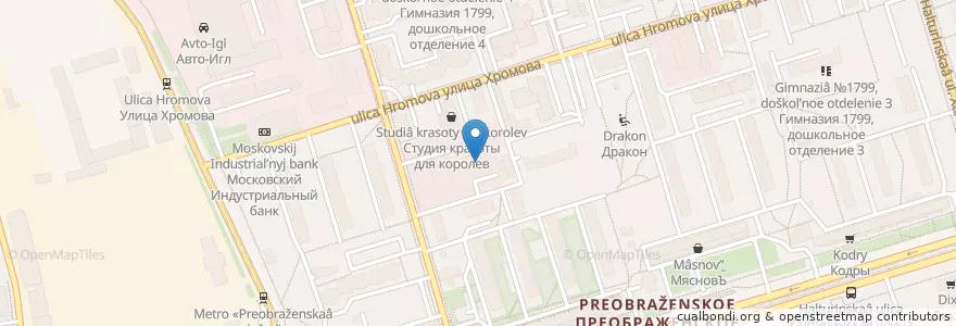 Mapa de ubicacion de Медицинский семейный центр "Пангея" en Rusia, Distrito Federal Central, Москва, Восточный Административный Округ, Район Преображенское.