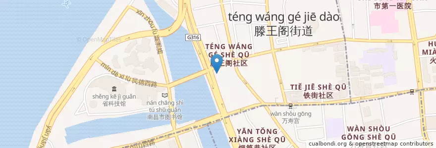 Mapa de ubicacion de 上海浦东发展银行 en الصين, جيانغشي, نانتشانغ, 东湖区, 滕王阁街道.