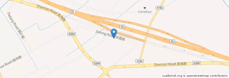 Mapa de ubicacion de Starbucks en 중국, 상하이, 자딩구.