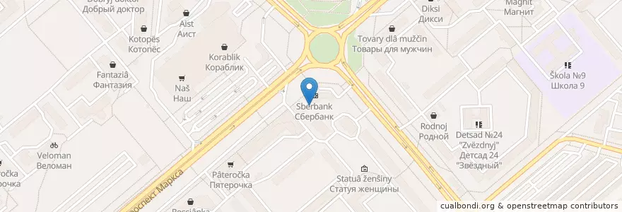Mapa de ubicacion de Сбербанк en Russia, Distretto Federale Centrale, Калужская Область, Городской Округ Обнинск.
