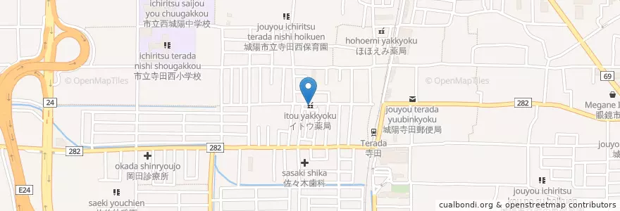 Mapa de ubicacion de イトウ薬局 en Japon, Préfecture De Kyoto, 城陽市.