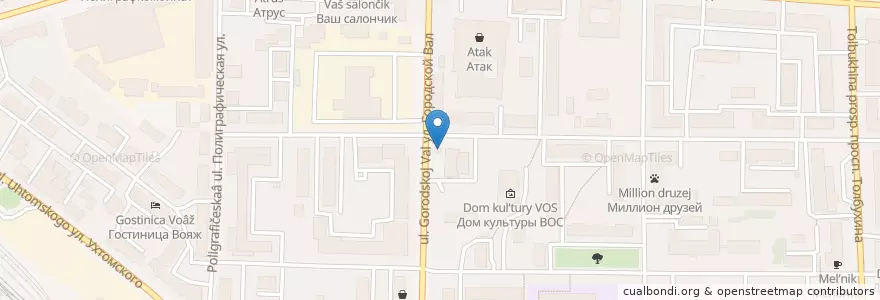 Mapa de ubicacion de Бртуч en Rusia, Distrito Federal Central, Óblast De Yaroslavl, Ярославский Район, Городской Округ Ярославль.