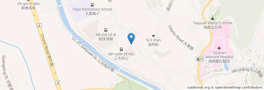 Mapa de ubicacion de 土地公廟 en 臺灣, 桃園市, 桃園區.