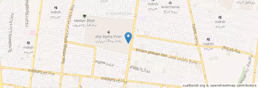 Mapa de ubicacion de Setad police agahi tehran bozorg en Iran, Tehran Province, Tehran County, Tehran, بخش مرکزی شهرستان تهران.
