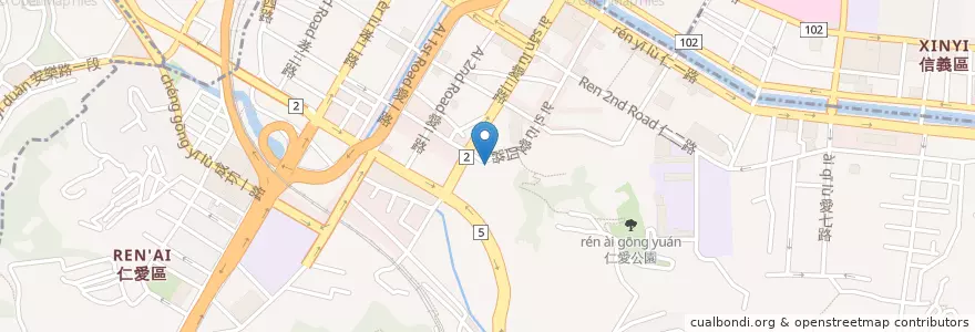 Mapa de ubicacion de 當豬愛上包刈包專賣店 en Taiwán, Provincia De Taiwán, 基隆市, 仁愛區.