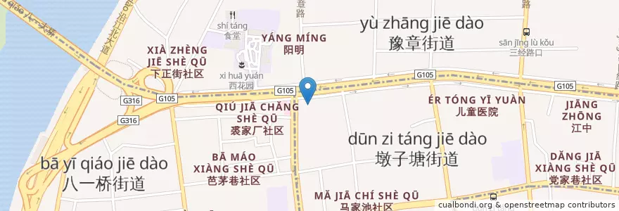 Mapa de ubicacion de 北京银行 en Çin, Jiangxi, Nanchang, 东湖区, 墩子塘街道.