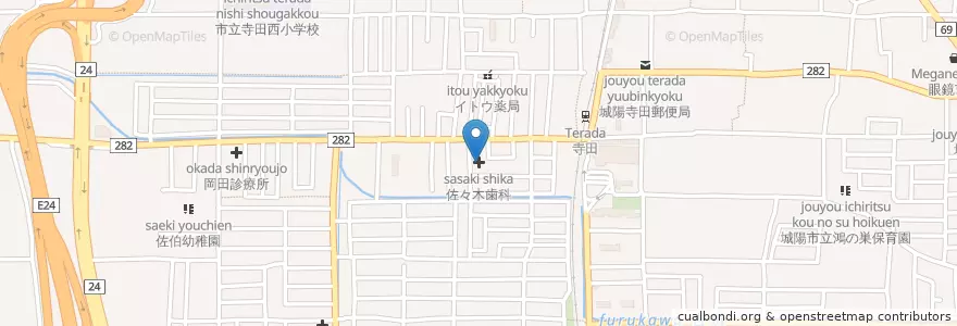 Mapa de ubicacion de 佐々木歯科 en Japan, Präfektur Kyōto, 城陽市.