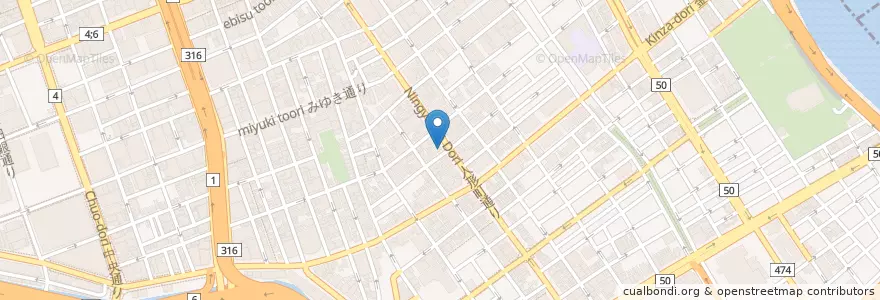 Mapa de ubicacion de スターバックス en 日本, 东京都/東京都, 中央区.