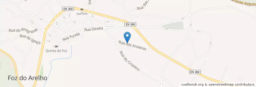 Mapa de ubicacion de Foz do Arelho en 포르투갈, Centro, Leiria, Oeste, Caldas Da Rainha, Foz Do Arelho.