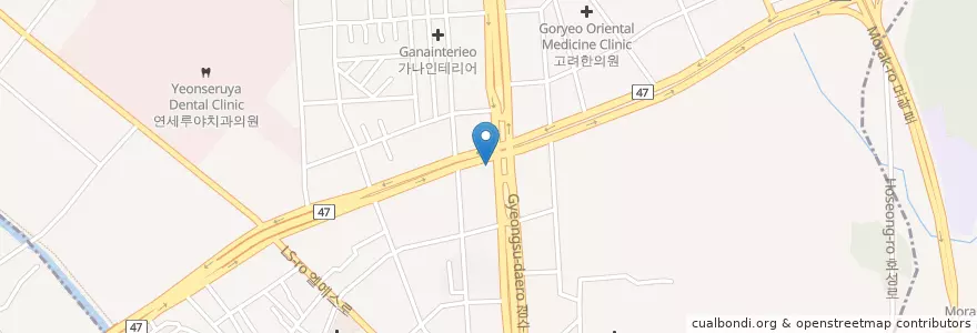 Mapa de ubicacion de 청진동해장국 en كوريا الجنوبية, 경기도, 안양시, 동안구, 호계동.