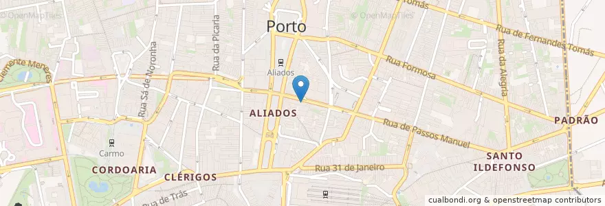 Mapa de ubicacion de Montepio Geral en 葡萄牙, 北部大區, Área Metropolitana Do Porto, Porto, Porto, Cedofeita, Santo Ildefonso, Sé, Miragaia, São Nicolau E Vitória.