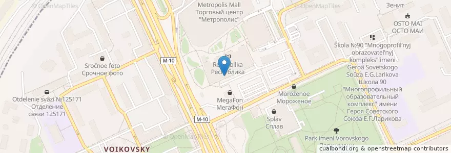 Mapa de ubicacion de Почта Банк en 俄罗斯/俄羅斯, Центральный Федеральный Округ, Москва, Северный Административный Округ, Войковский Район.