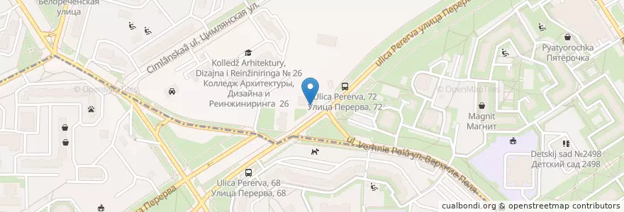 Mapa de ubicacion de Вкус Чунцина en Rusland, Centraal Federaal District, Moskou, Юго-Восточный Административный Округ, Район Люблино.