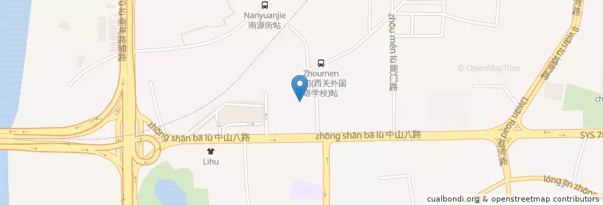 Mapa de ubicacion de 荔湾区职业中学 en Çin, Guangdong, 广州市, 荔湾区, 彩虹街道.