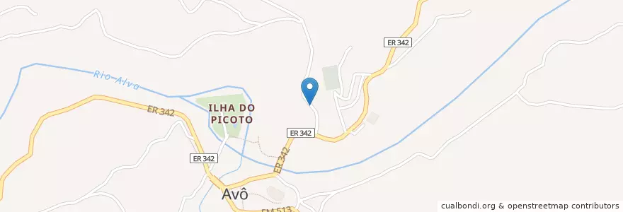 Mapa de ubicacion de Avô en Portekiz, Centro, Coimbra, Pinhal Interior Norte, Oliveira Do Hospital, Avô.