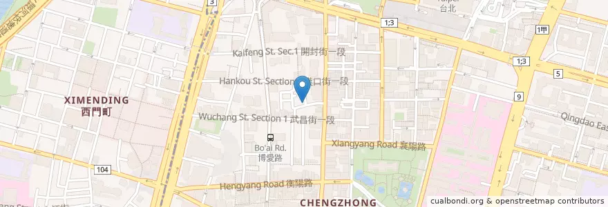 Mapa de ubicacion de 老牌牛肉拉麺大王 en 臺灣, 新北市, 臺北市, 中正區.