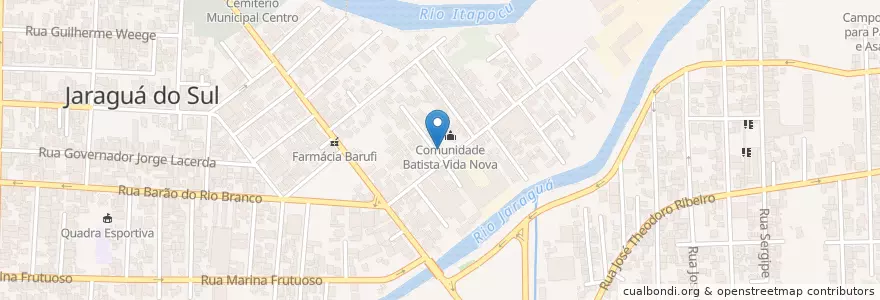 Mapa de ubicacion de Comunidade Batista Vida Nova en برزیل, منطقه جنوب برزیل, سانتا کاتارینا, Região Geográfica Intermediária De Joinville, Microrregião De Joinville, Jaraguá Do Sul.