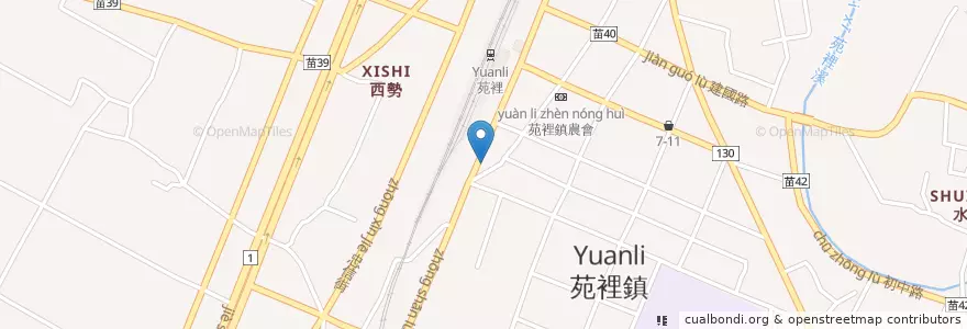 Mapa de ubicacion de 成功牛排 en 臺灣, 臺灣省, 苗栗縣, 苑裡鎮.