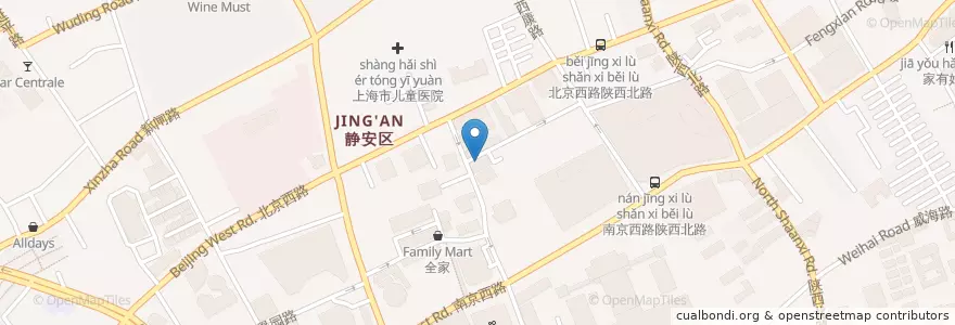 Mapa de ubicacion de Blueking coffee en Çin, Şanghay, Jing'an.