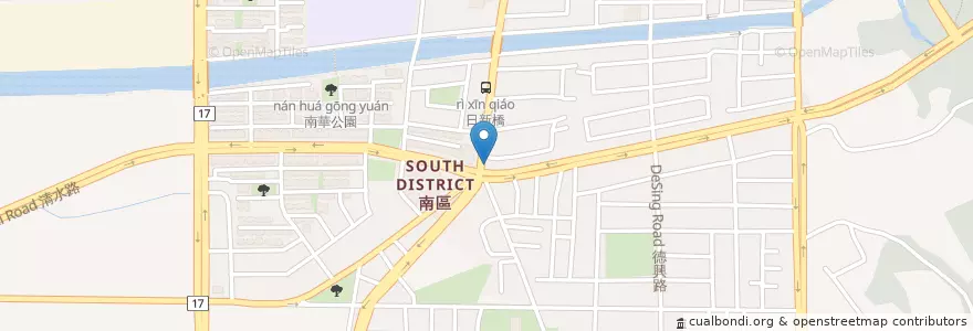 Mapa de ubicacion de 火力雞火雞肉飯 en Taiwan, 臺南市, 南區.