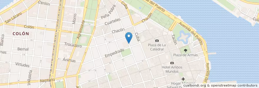 Mapa de ubicacion de Cero Habana en 쿠바, La Habana, La Habana Vieja.