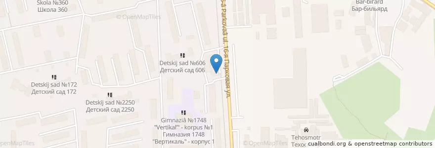 Mapa de ubicacion de 1638 en Russia, Distretto Federale Centrale, Москва, Восточный Административный Округ, Район Северное Измайлово.