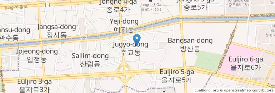Mapa de ubicacion de 애드커피 en 大韓民国, ソウル, 乙支路洞.