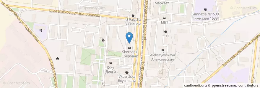 Mapa de ubicacion de Почта Банк en Rússia, Distrito Federal Central, Москва, Северо-Восточный Административный Округ, Останкинский Район.
