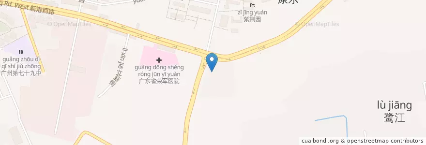 Mapa de ubicacion de 新港派出所 en Çin, Guangdong, 广州市, 海珠区, 凤阳街道.