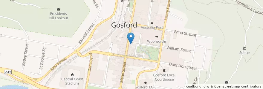 Mapa de ubicacion de Gosford Family Dentists en オーストラリア, ニューサウスウェールズ, Central Coast Council.