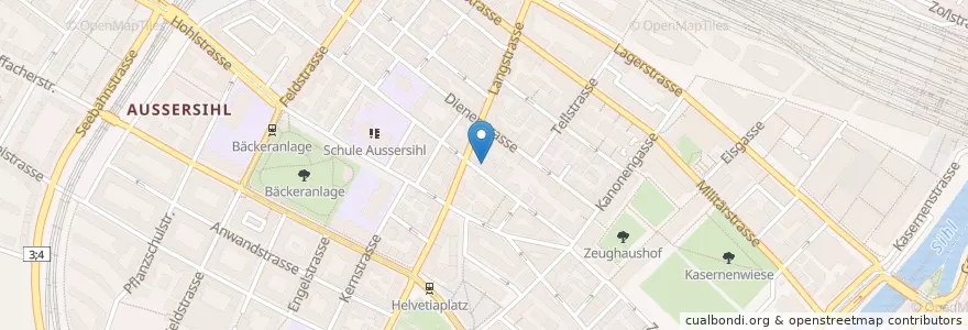 Mapa de ubicacion de Stubä en Schweiz/Suisse/Svizzera/Svizra, Zürich, Bezirk Zürich, Zürich.