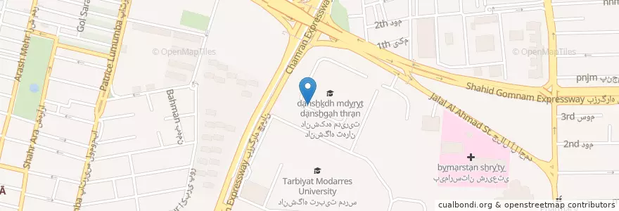 Mapa de ubicacion de سالن آمفی تئاتر الغدير en إیران, طهران, مقاطعة طهران, طهران, بخش مرکزی شهرستان تهران.
