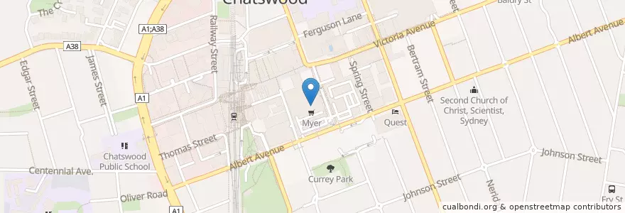 Mapa de ubicacion de Chocolateria San Churro en Australia, New South Wales, Willoughby City Council, Sydney.