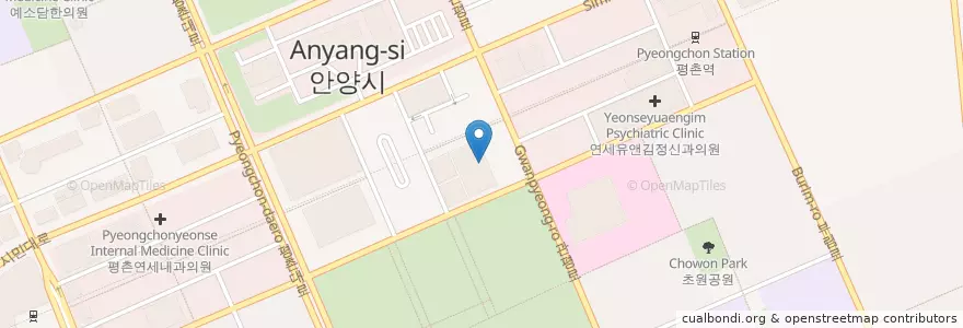 Mapa de ubicacion de 마벨리에 en Zuid-Korea, Gyeonggi-Do, 안양시, 동안구.