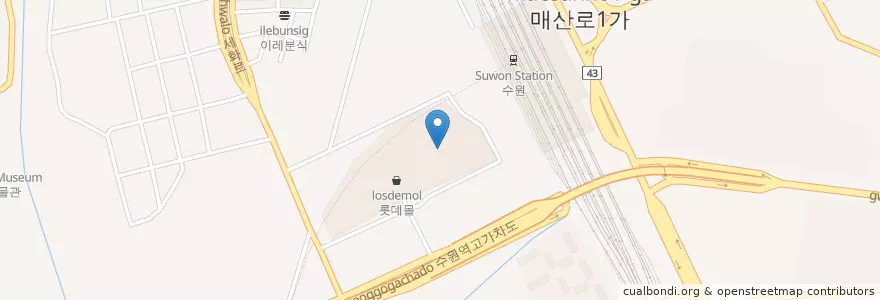 Mapa de ubicacion de Lotte Cinema en كوريا الجنوبية, 경기도, 수원시, 권선구.