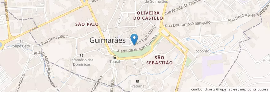 Mapa de ubicacion de Granada en 葡萄牙, 北部大區, Braga, Ave, Guimarães, Oliveira, São Paio E São Sebastião.