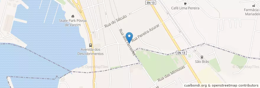 Mapa de ubicacion de Café Coração Bairro Sul, Lda en البرتغال, المنطقة الشمالية (البرتغال), Área Metropolitana Do Porto, بورتو, Póvoa De Varzim, Póvoa De Varzim, Beiriz E Argivai.
