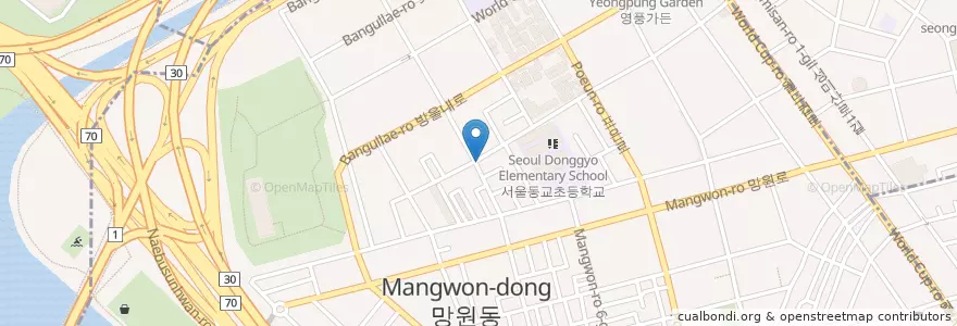 Mapa de ubicacion de 비스트로 en کره جنوبی, سئول, 마포구, 망원2동.