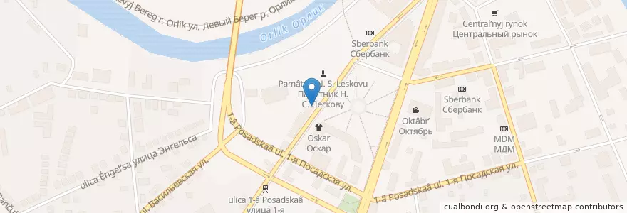 Mapa de ubicacion de кофемолка en Rusia, Distrito Federal Central, Óblast De Oriol, Орловский Район, Городской Округ Орёл.