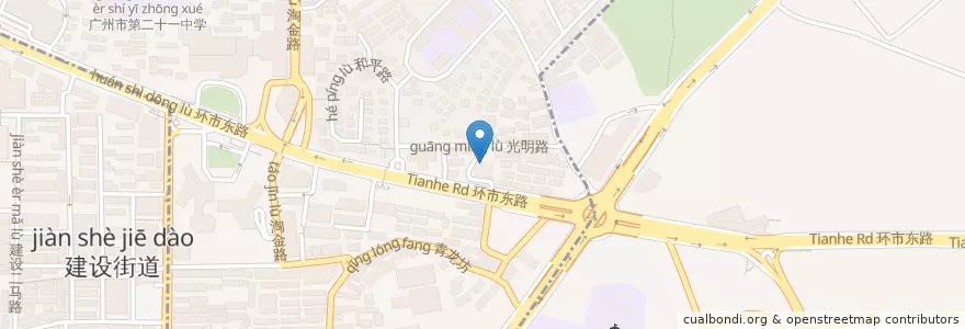 Mapa de ubicacion de 中国银行 en China, Guangdong, 广州市, 越秀区, 华乐街道.