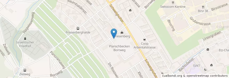 Mapa de ubicacion de Kinderbibliothek Friesenberg en Switzerland, Zurich, District Zurich, Zurich.