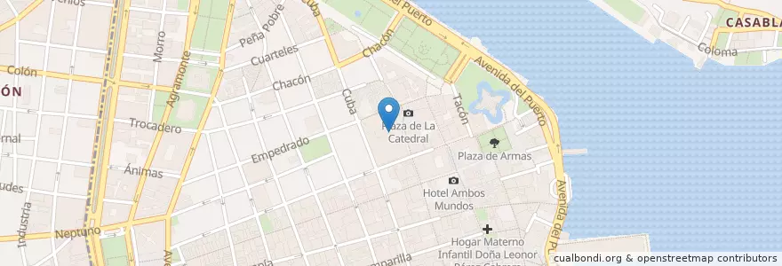 Mapa de ubicacion de 20쿡이라면서 계산서에는 30쿡 찍어주는 식당 (왼쪽 제일 끝 식당) en 쿠바, La Habana, La Habana Vieja.